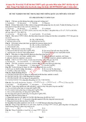 Đề thử nghiệm thi thử trung học phổ thông quốc gia môn Hóa năm 2017